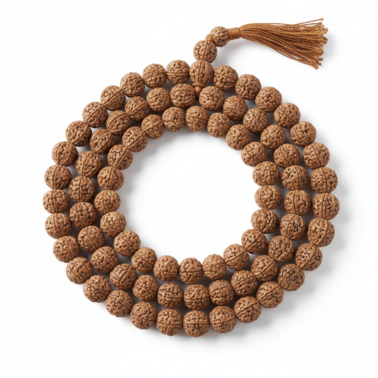 Rudraksha Prayer Mala - 108 Beads Meditation Japa Mala for Spiritual Practice